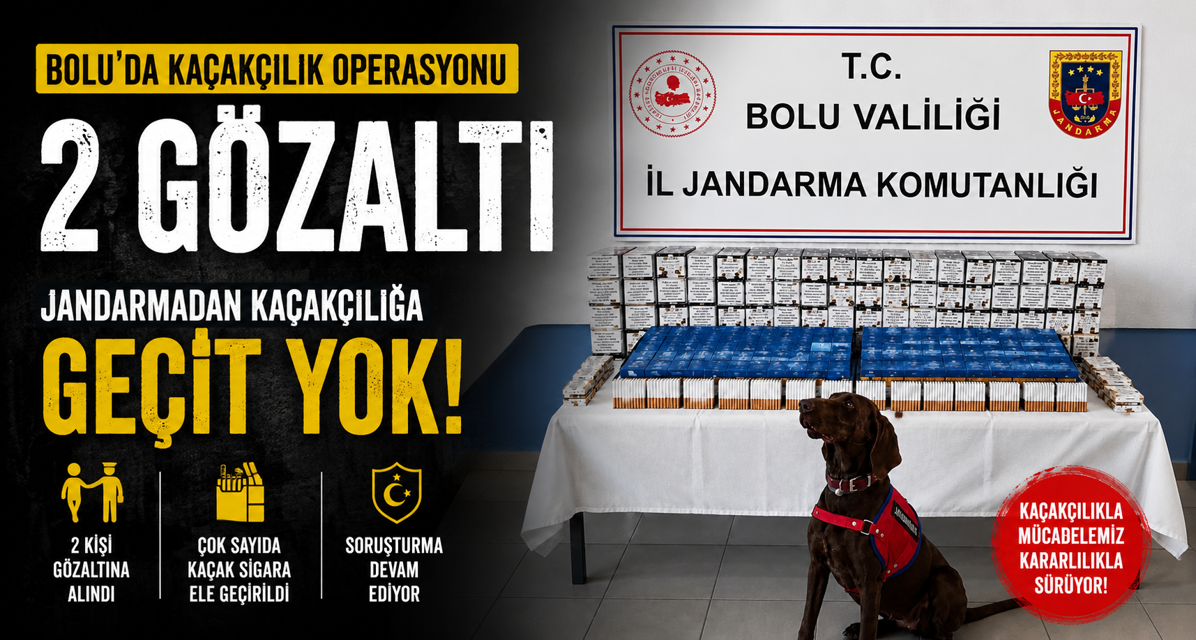 Bolu’da kaçakçılık operasyonu: 2 gözaltı