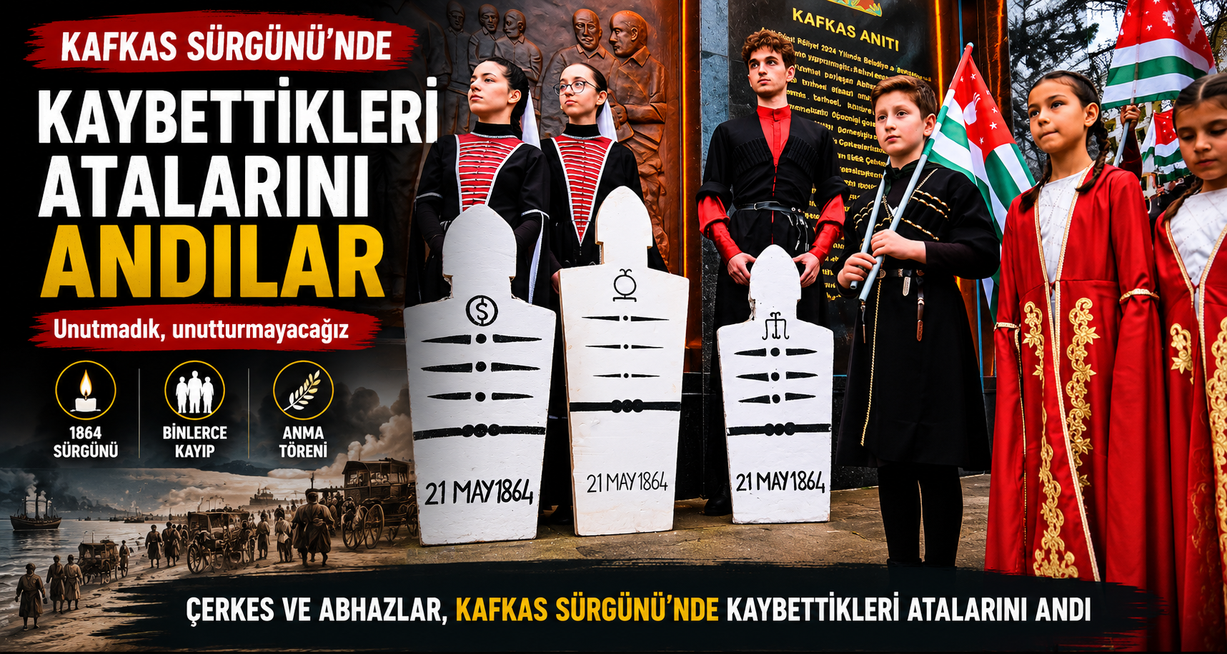 Çerkes ve Abhazlar, Kafkas Sürgünü’nde kaybettikleri atalarını andı