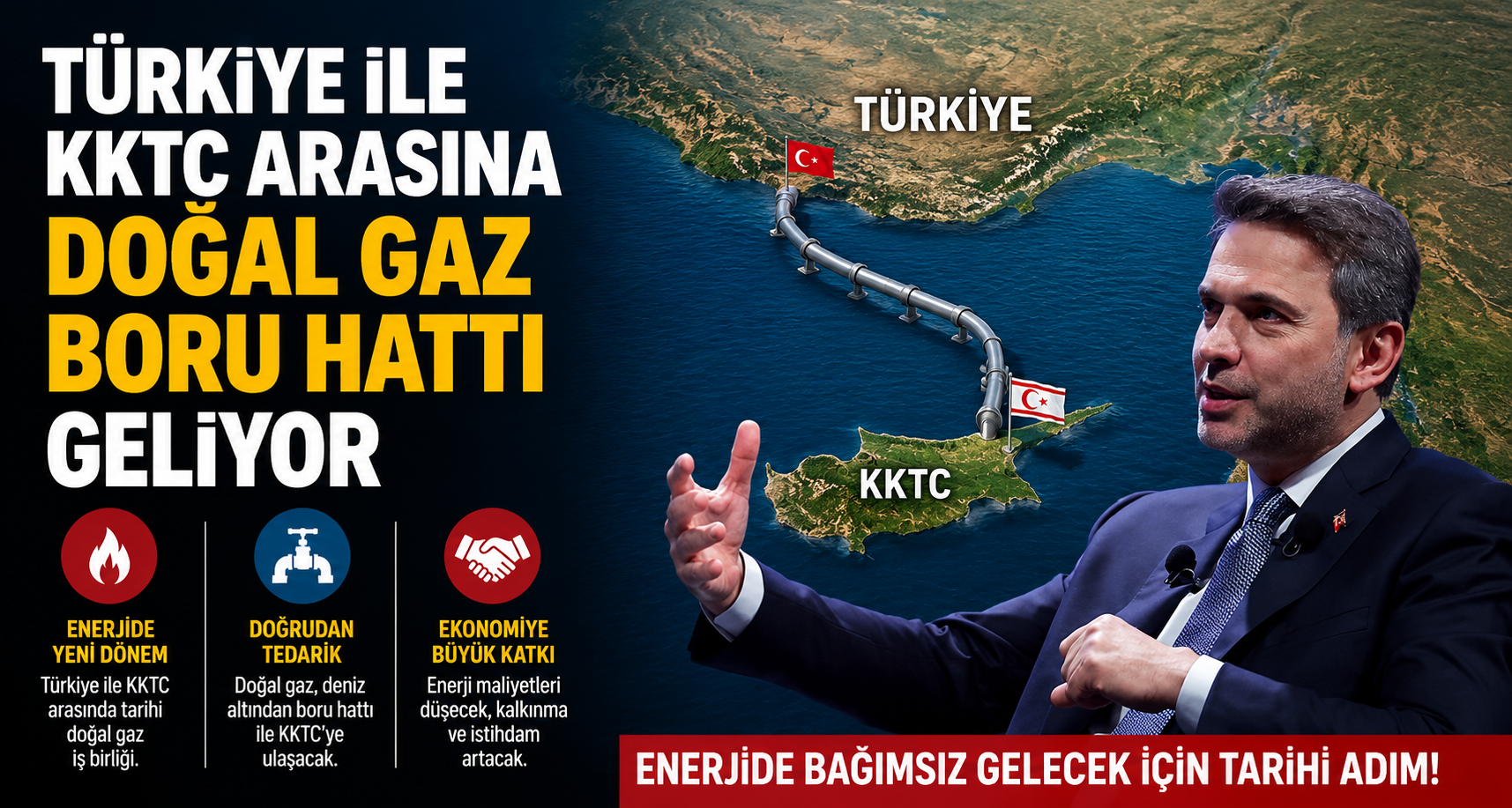 Türkiye ile KKTC arasına doğal gaz boru hattı geliyor