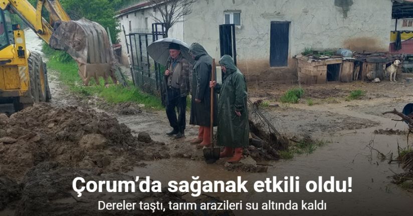 Çorum’da sağanak etkili oldu: Dereler taştı, tarım arazileri su altında kaldı