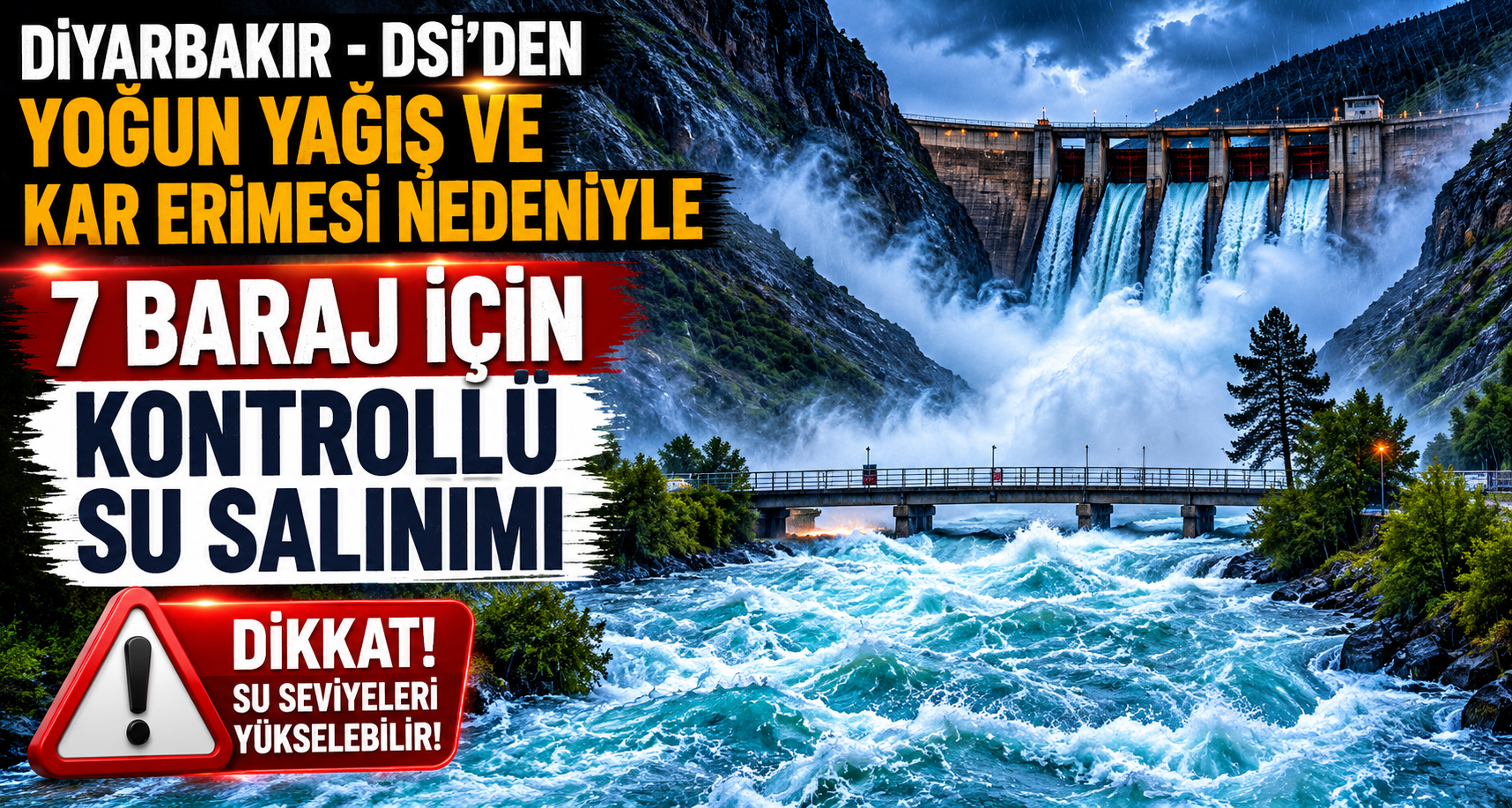 Diyarbakır- DSİ’den yoğun yağış ve kar erimesi nedeniyle 7 baraj için kontrollü su salınımı uyarısı