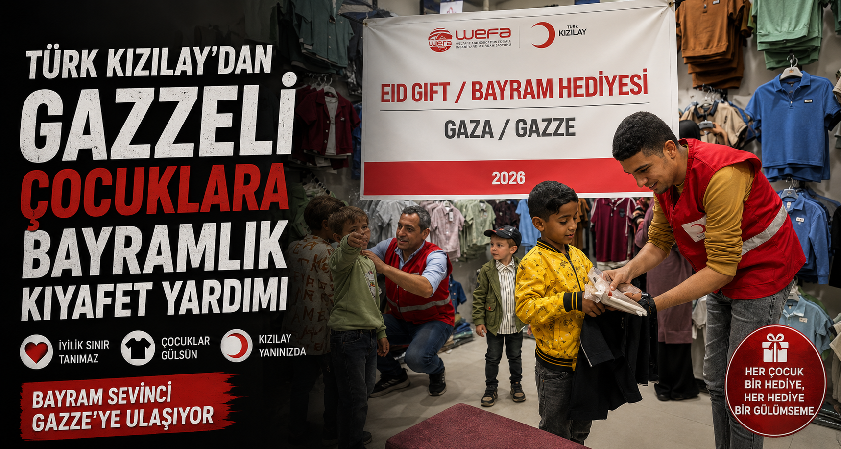 Türk Kızılay'dan Gazzeli çocuklara bayramlık kıyafet yardımı