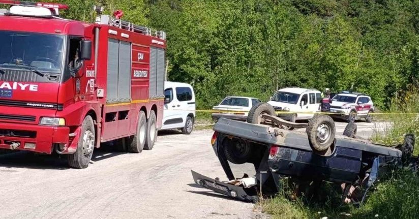 Çan’da takla atan otomobilin sürücüsü hayatını kaybetti