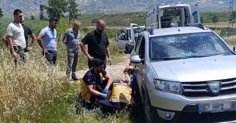 Devrilen traktörden kabin sayesinde yaralı kurtuldu