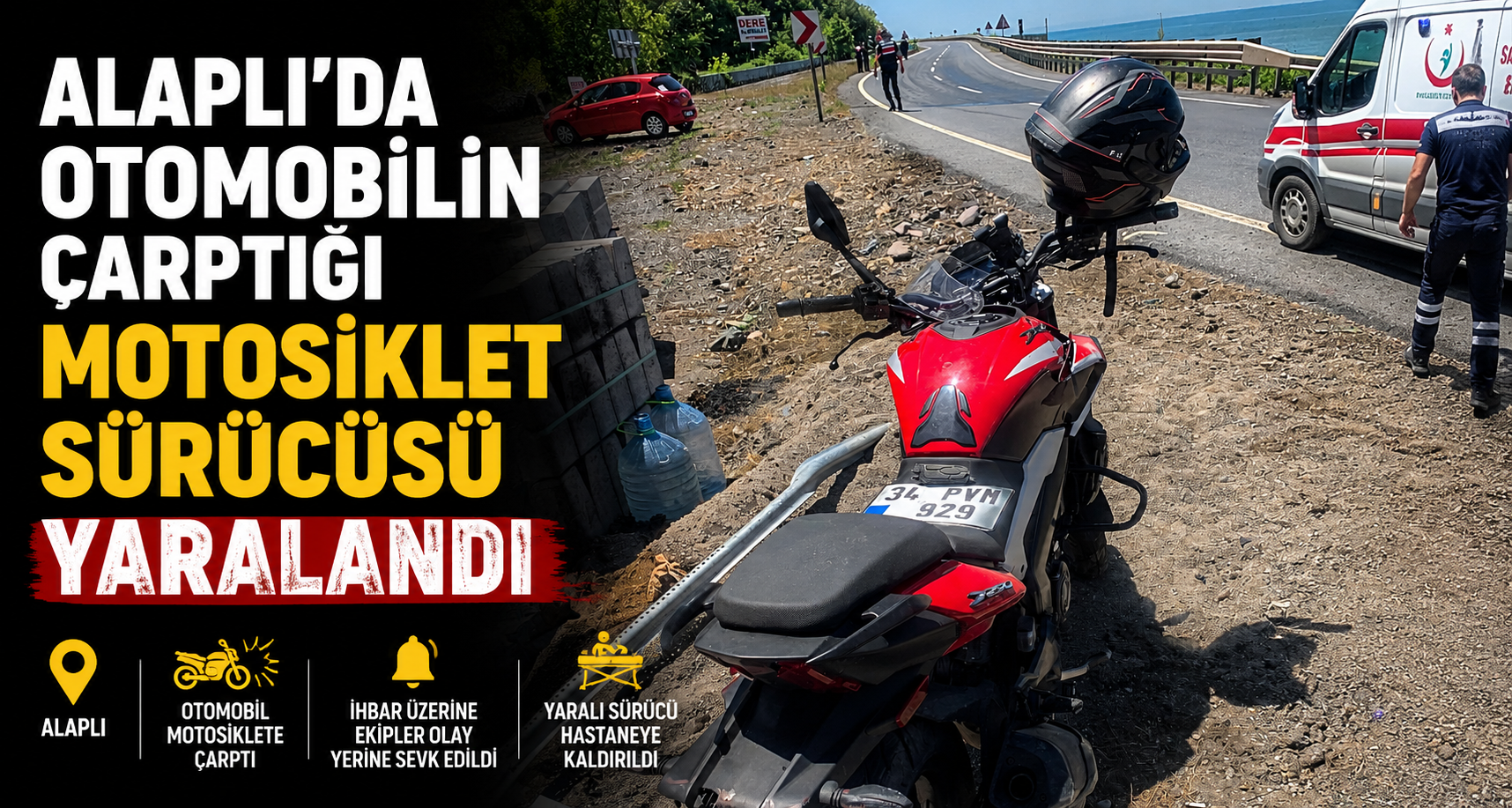 Alaplı’da otomobilin çarptığı motosiklet sürücüsü yaralandı