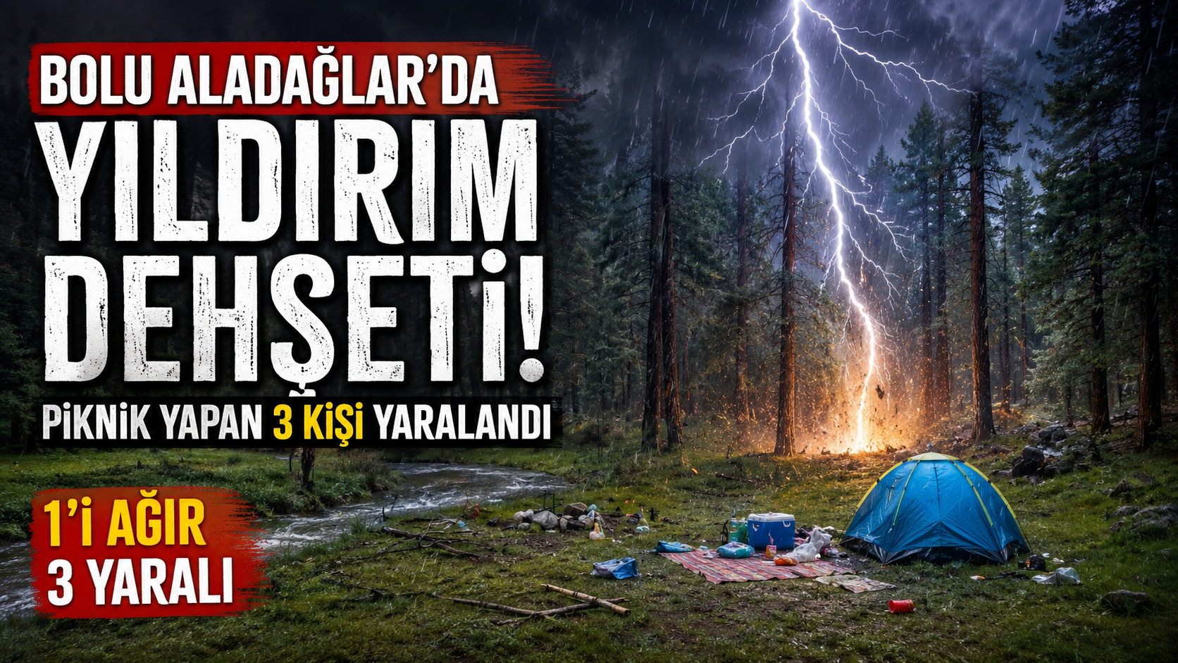 Piknik Yaptıkları Alana Yıldırım Düştü 1'i Ağır 3 Yaralı