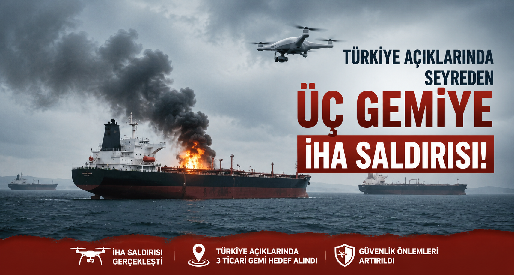 Türkiye açıklarında seyreden üç gemiye İHA saldırısı
