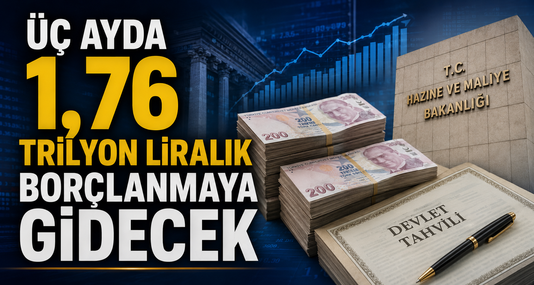 Üç ayda 1,76 trilyon liralık borçlanmaya gidecek