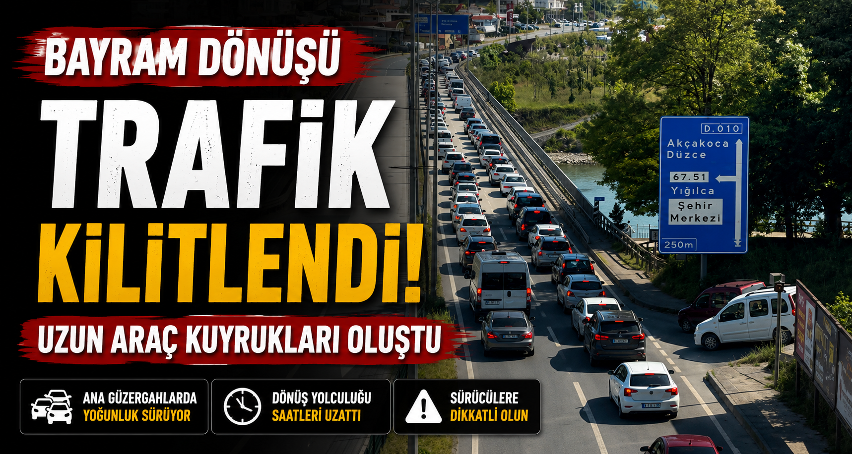 Bayram dönüşü trafik kilitlendi