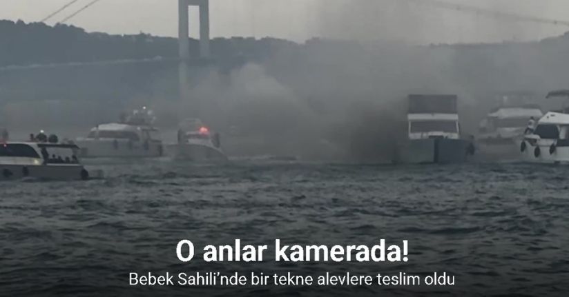 Bebek Sahili’nde bir tekne alevlere teslim oldu