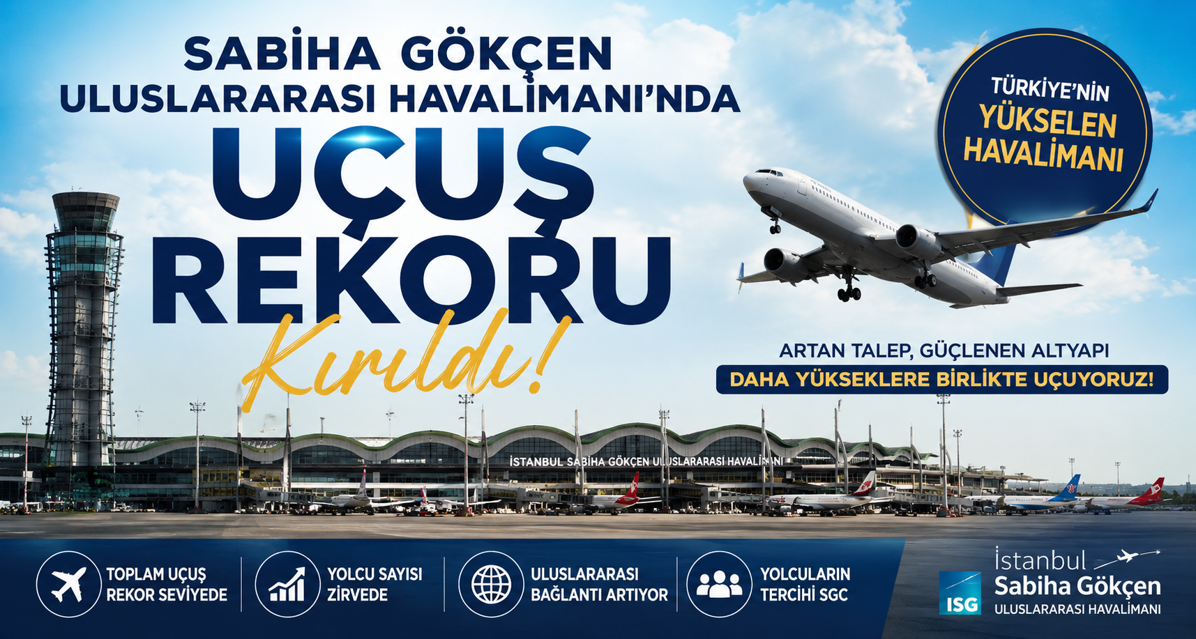 Sabiha Gökçen Uluslararası Havalimanı’nda uçuş rekoru kırıldı