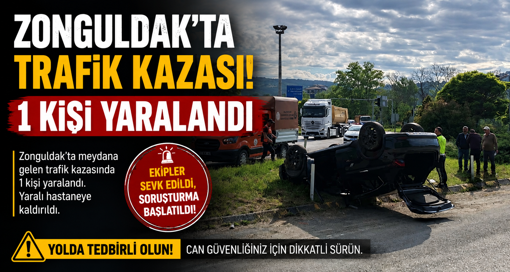 Zonguldak’ta trafik kazasında 1 kişi yaralandı