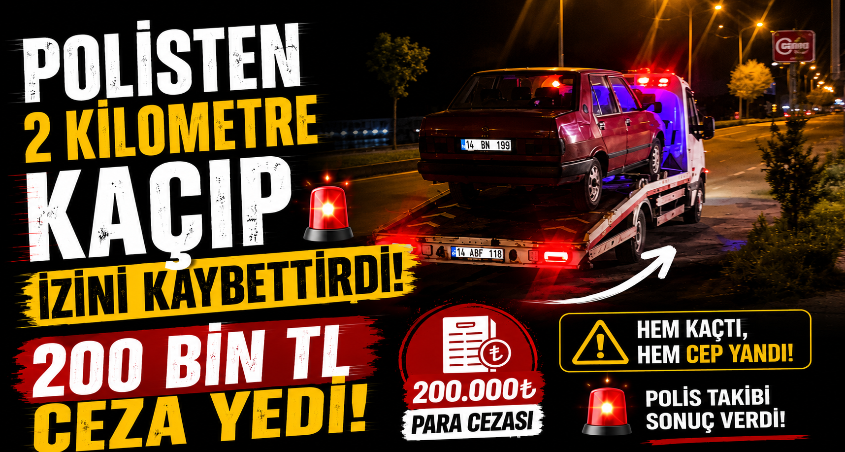 Polisten 2 Kilometre Kaçıp İzini Kaybettirdi: 200 Bin Lira Ceza Yedi