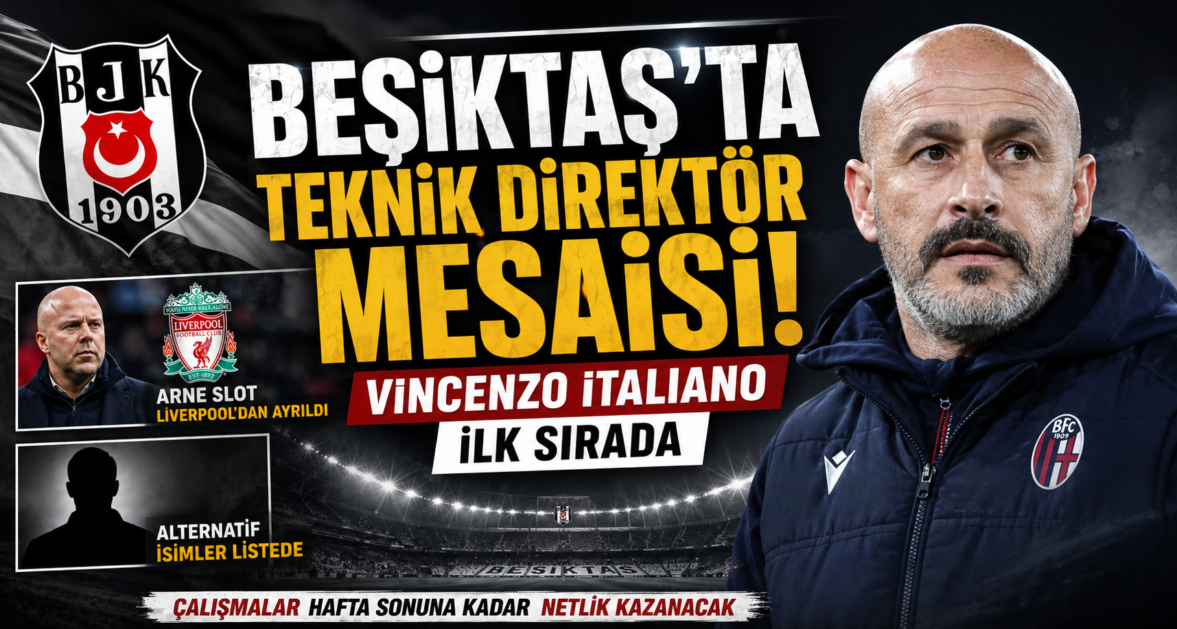 Beşiktaş'ta Teknik Direktör Mesaisi! Vincenzo Italiano İlk Sırada