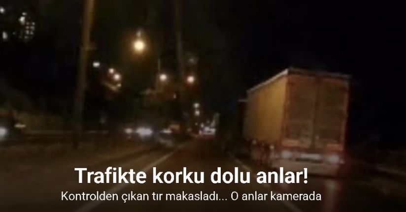 Kontrolden çıkan tır makasladı... O anlar kamerada