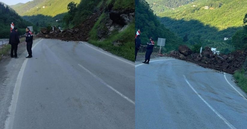 Trabzon-Bayburt karayolu heyelan nedeniyle ulaşıma kapandı