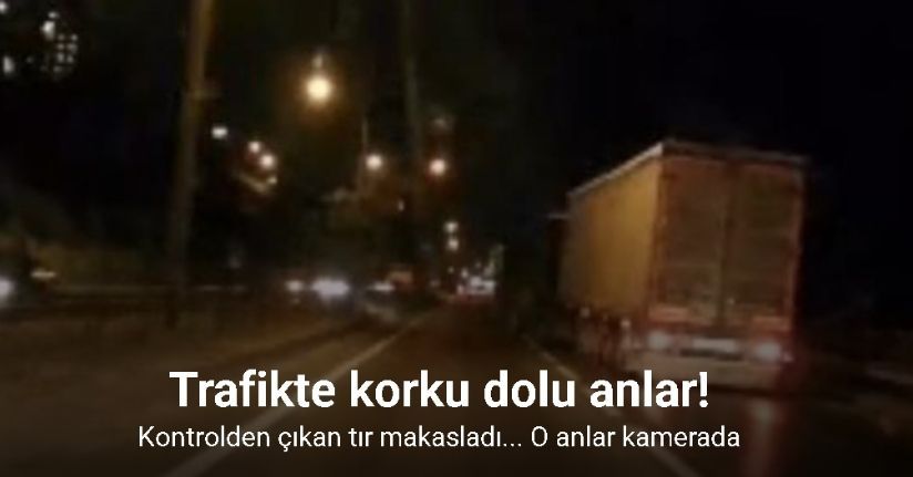 Kontrolden çıkan tır makasladı... O anlar kamerada