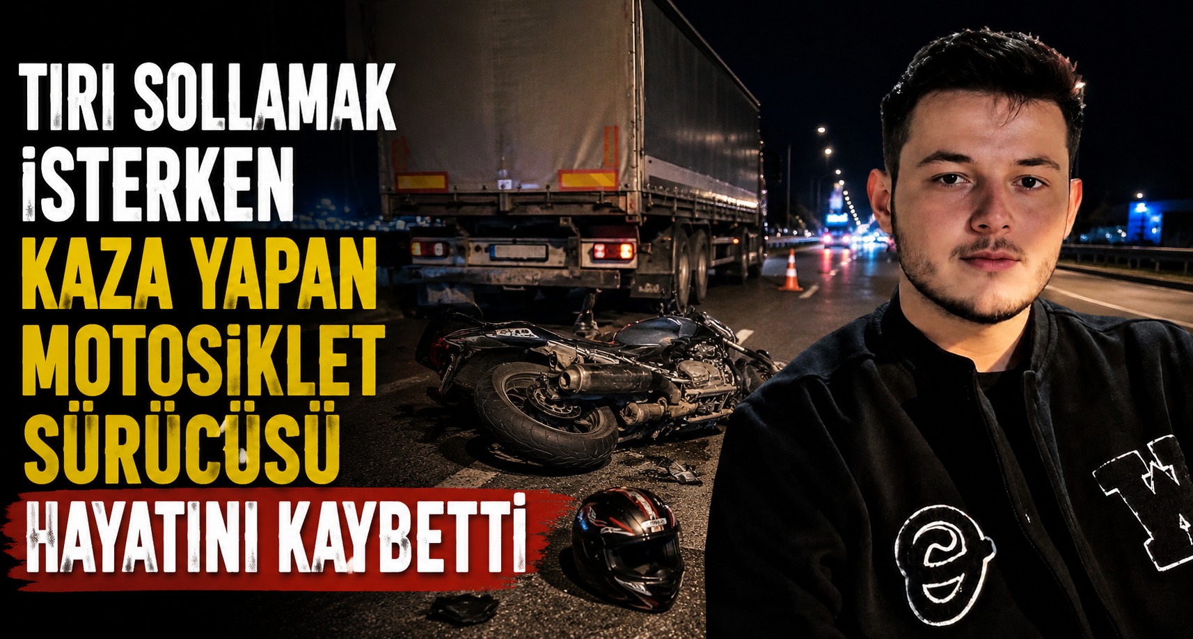 Tırı sollamak isterken kaza yapan motosiklet sürücüsü hayatını kaybetti