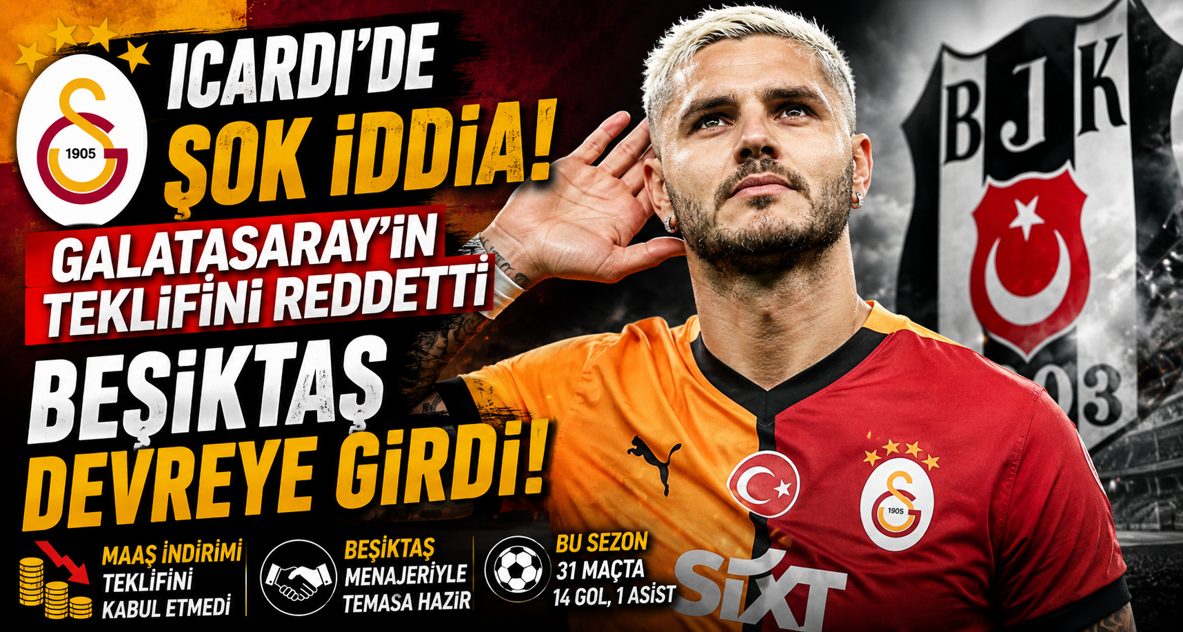 Icardi'de Şok İddia! Galatasaray'ın Teklifini Reddetti, Beşiktaş Devreye Girdi