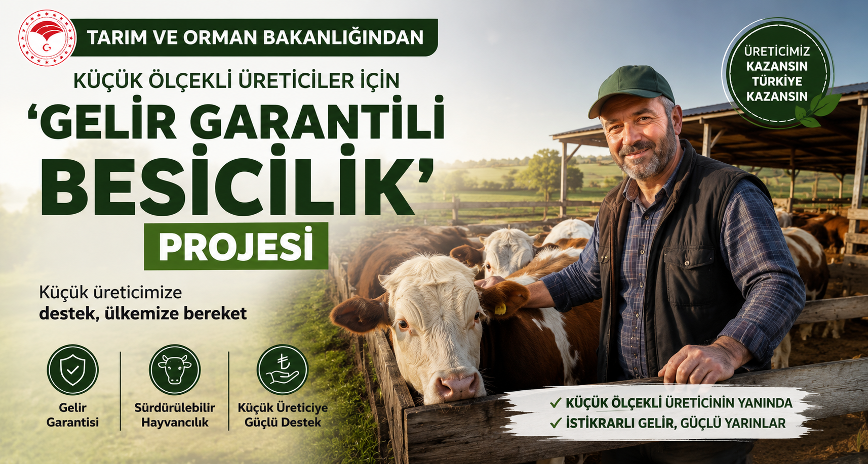 Tarım ve Orman Bakanlığından küçük ölçekli üreticiler için ‘gelir garantili besicilik’ projesi