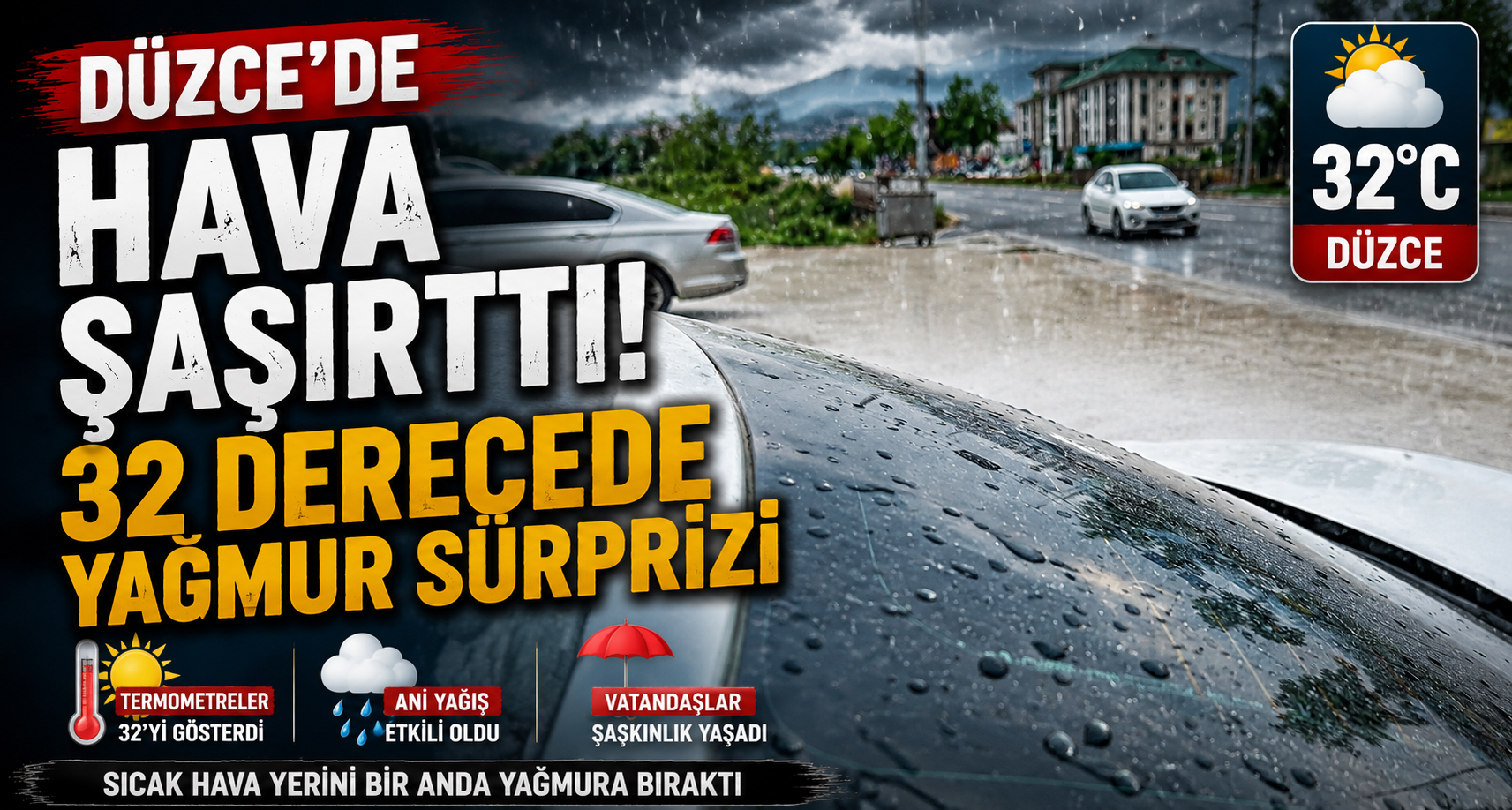 Düzce'de hava şaşırttı: 32 derecede yağmur sürprizi