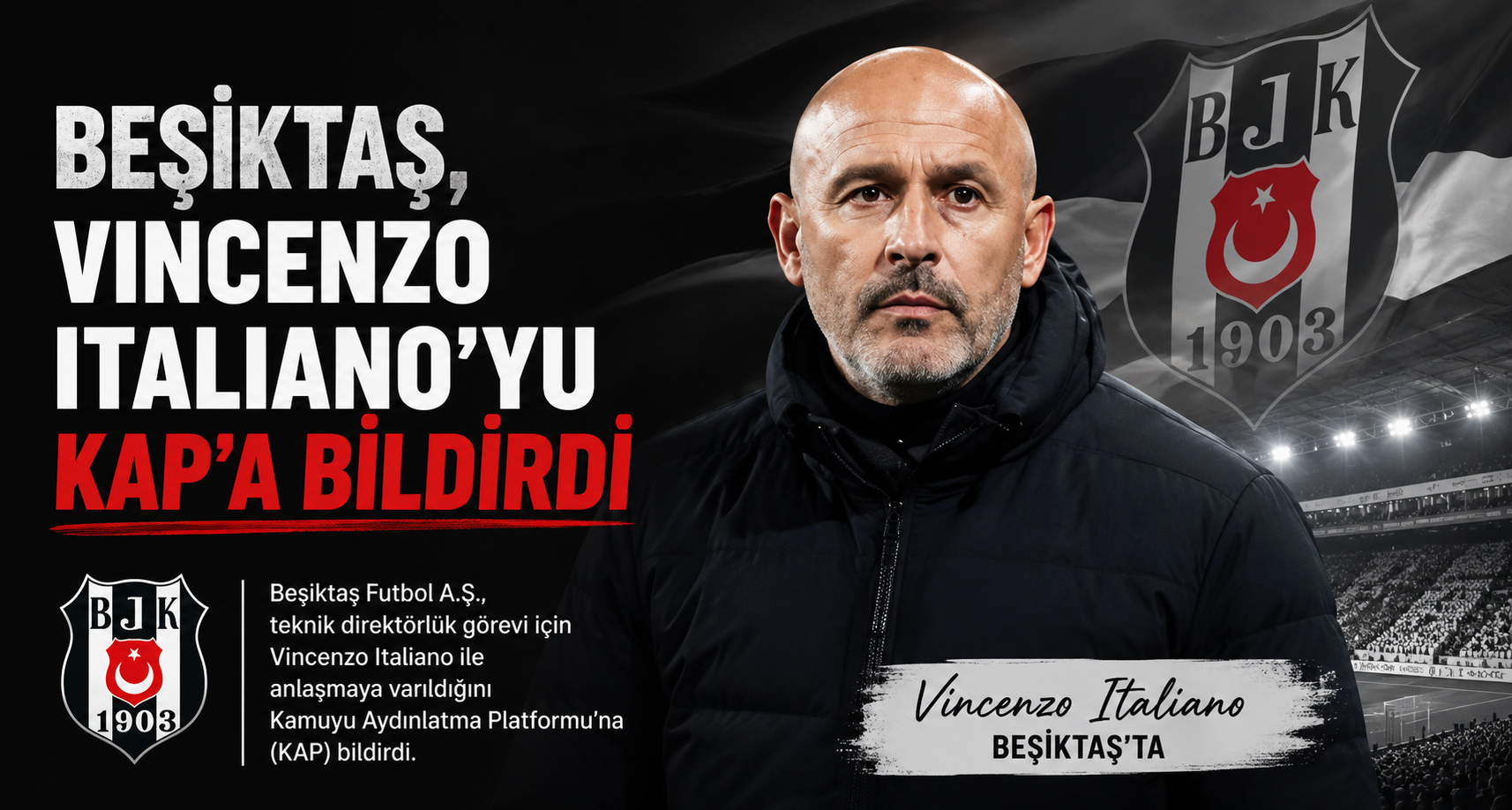 Beşiktaş, Vincenzo Italiano’yu KAP’a bildirdi