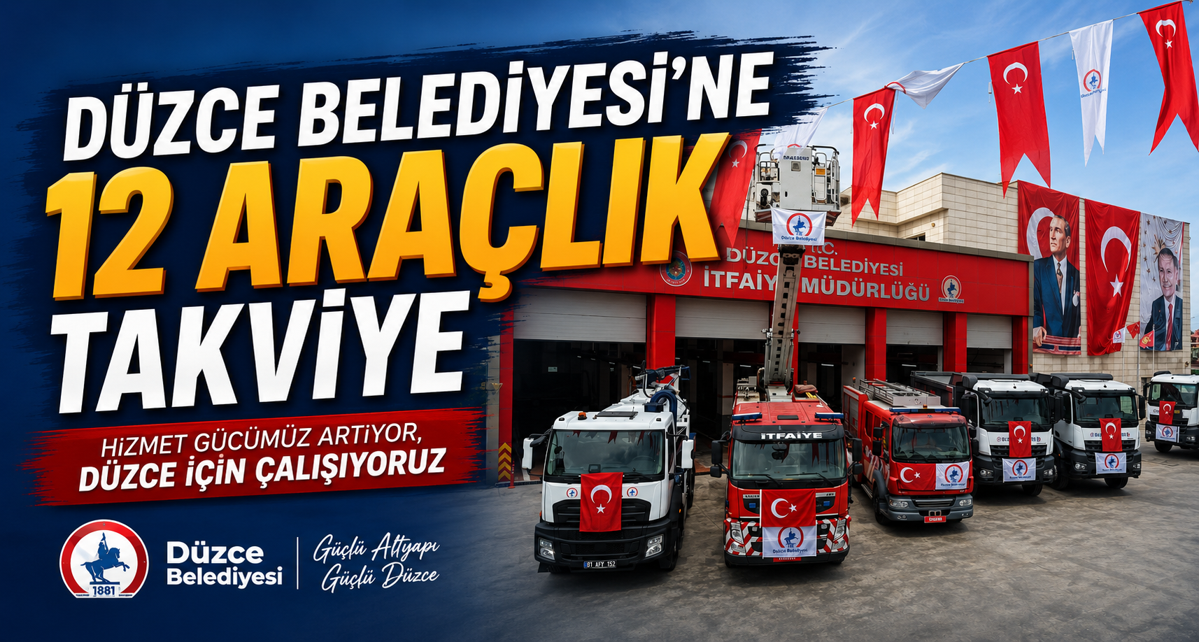 Düzce Belediyesi'ne 12 Araçlık Takviye