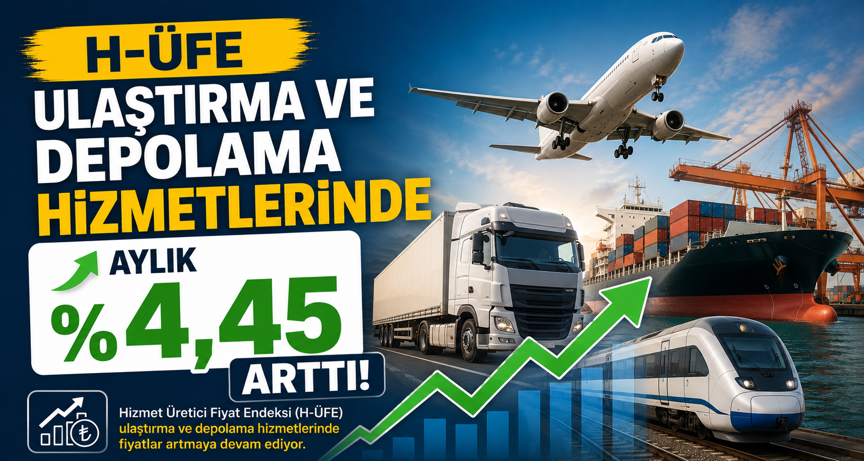 H-ÜFE ulaştırma ve depolama hizmetlerinde aylık yüzde 4,45 arttı
