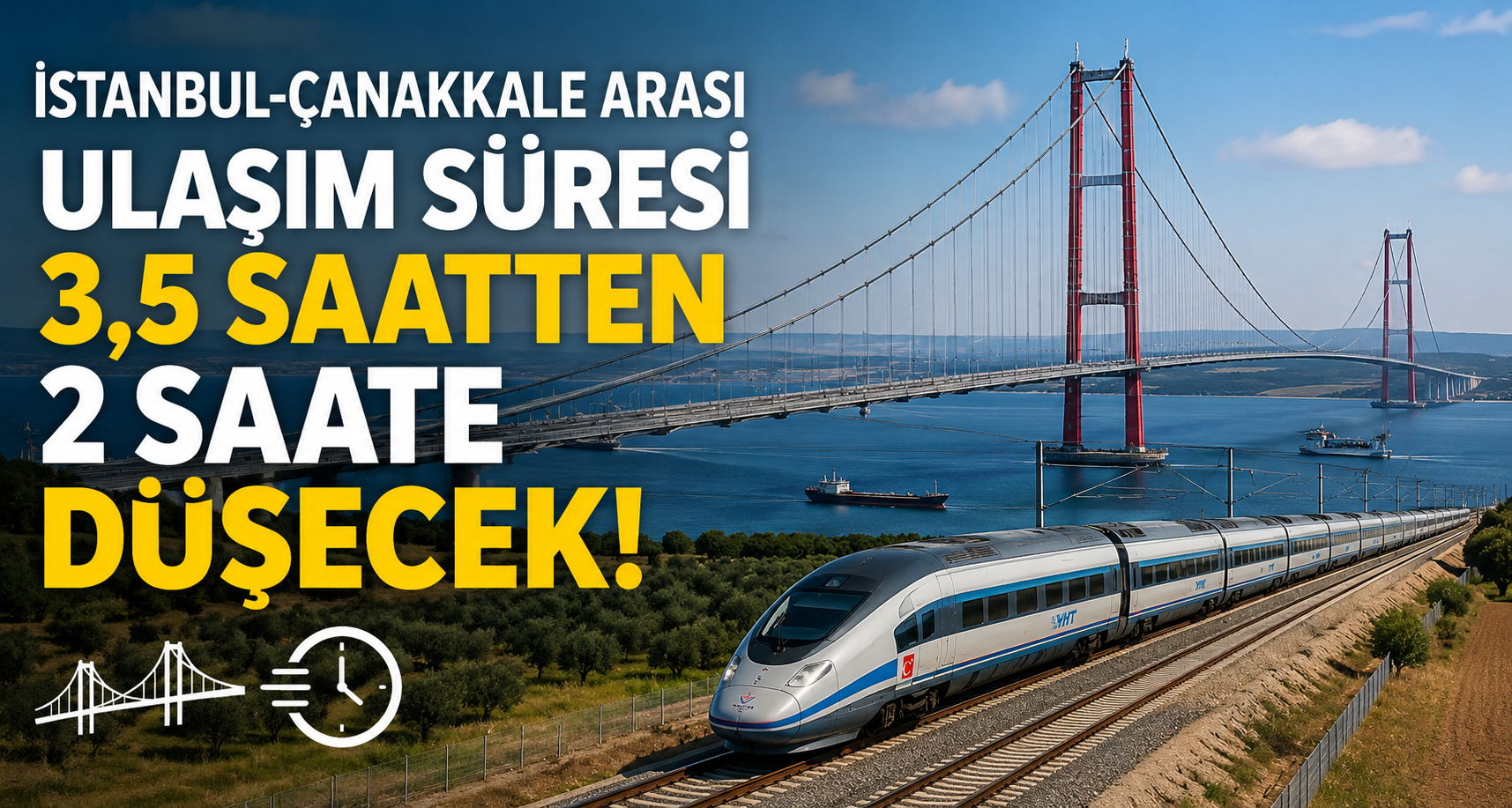 İstanbul-Çanakkale arası ulaşım süresi ise 3,5 saatten 2 saate düşecek