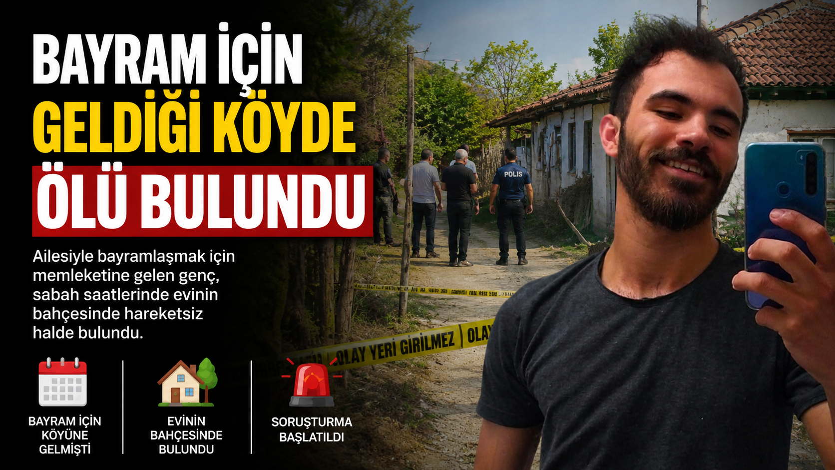 Bayram için geldiği köyde ölü bulundu