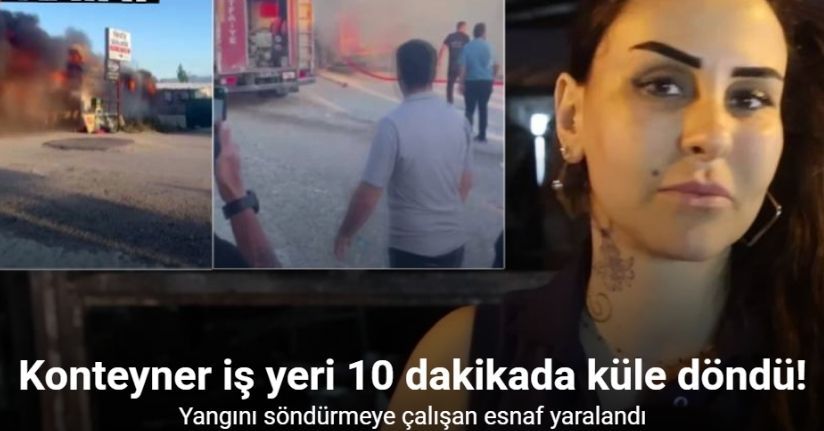Ekmek teknesini saran alevleri söndürmeye çalışan tostçu yaralandı