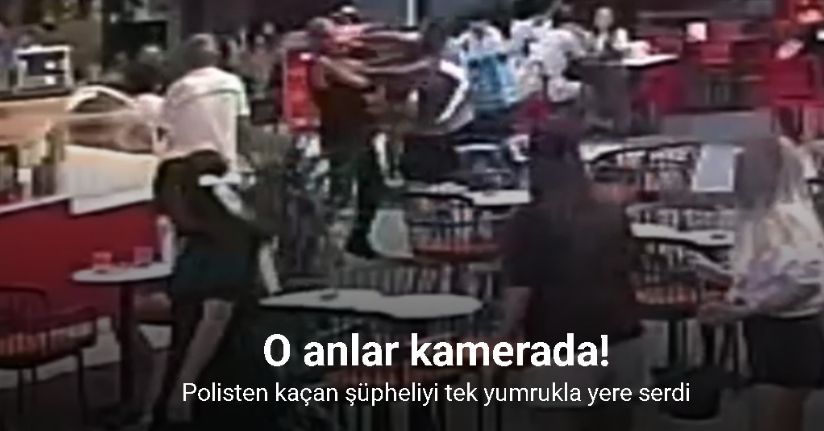 Polisten kaçan şüpheliyi tek yumrukla yere serdi