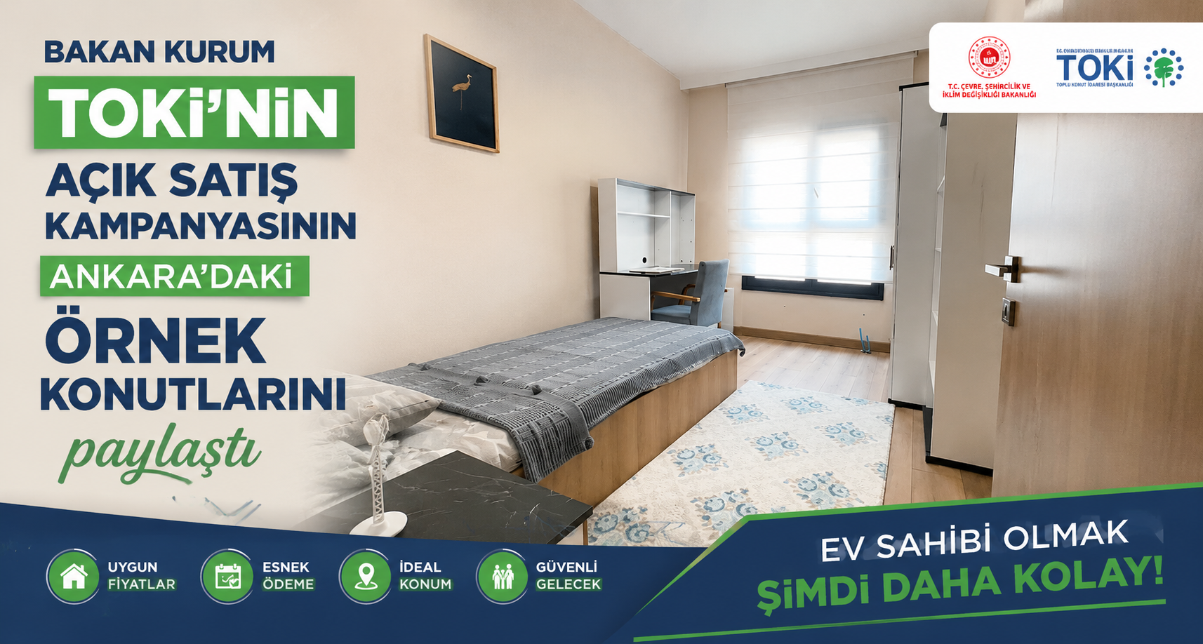 Bakan Kurum, TOKİ’nin açık satış kampanyasının Ankara’daki örnek konutlarını paylaştı