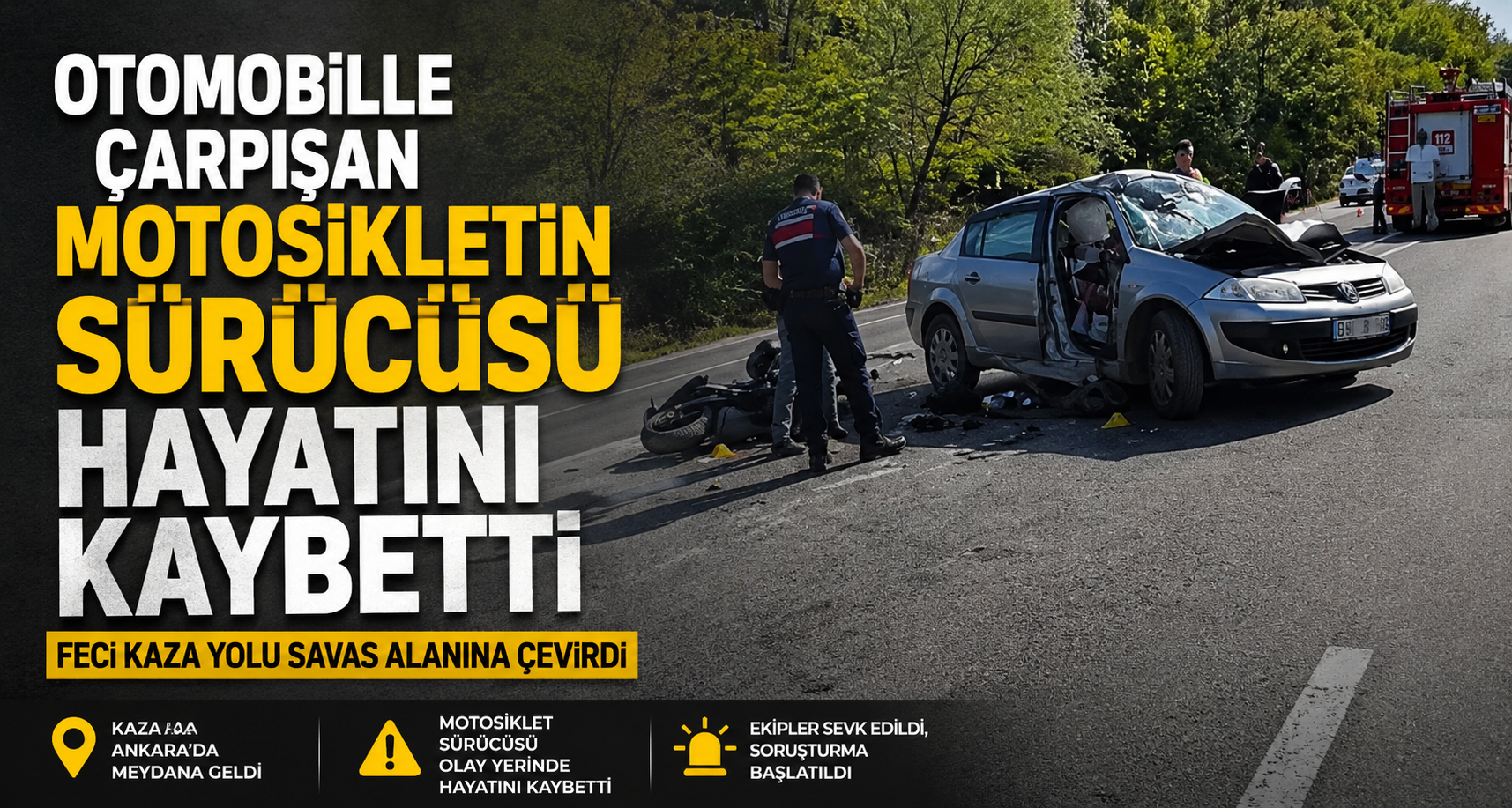 Otomobille çarpışan motosikletin sürücüsü hayatını kaybetti