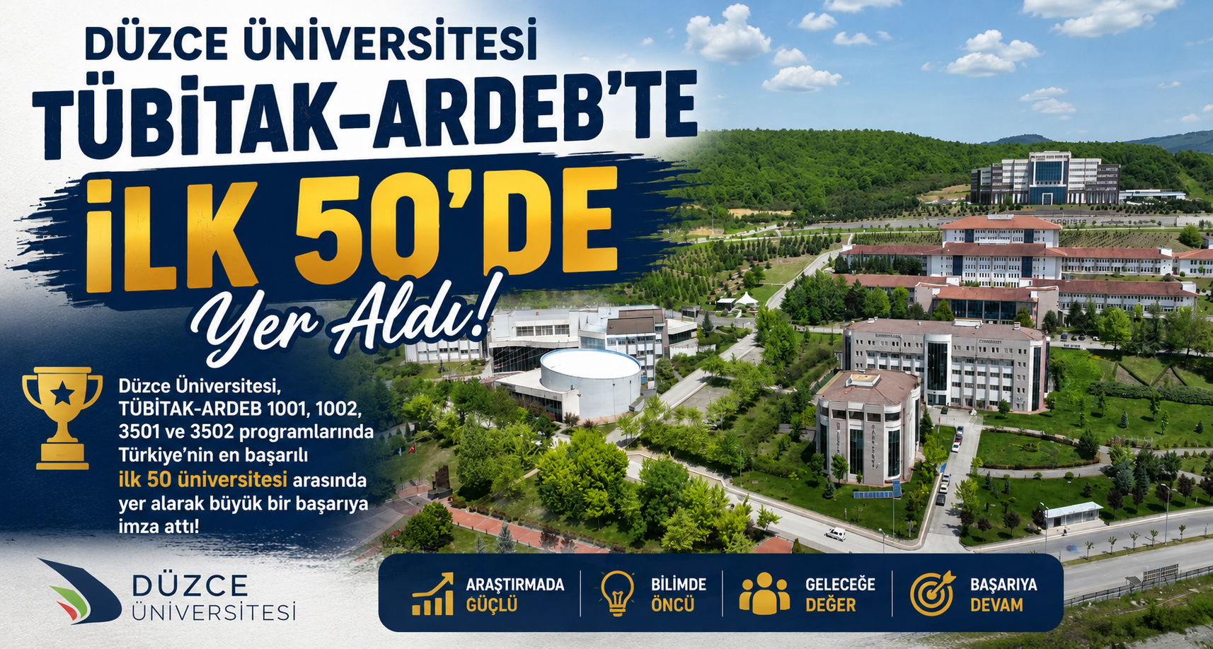 Düzce Üniversitesi TÜBİTAK-ARDEB’te İlk 50’de Yer Aldı