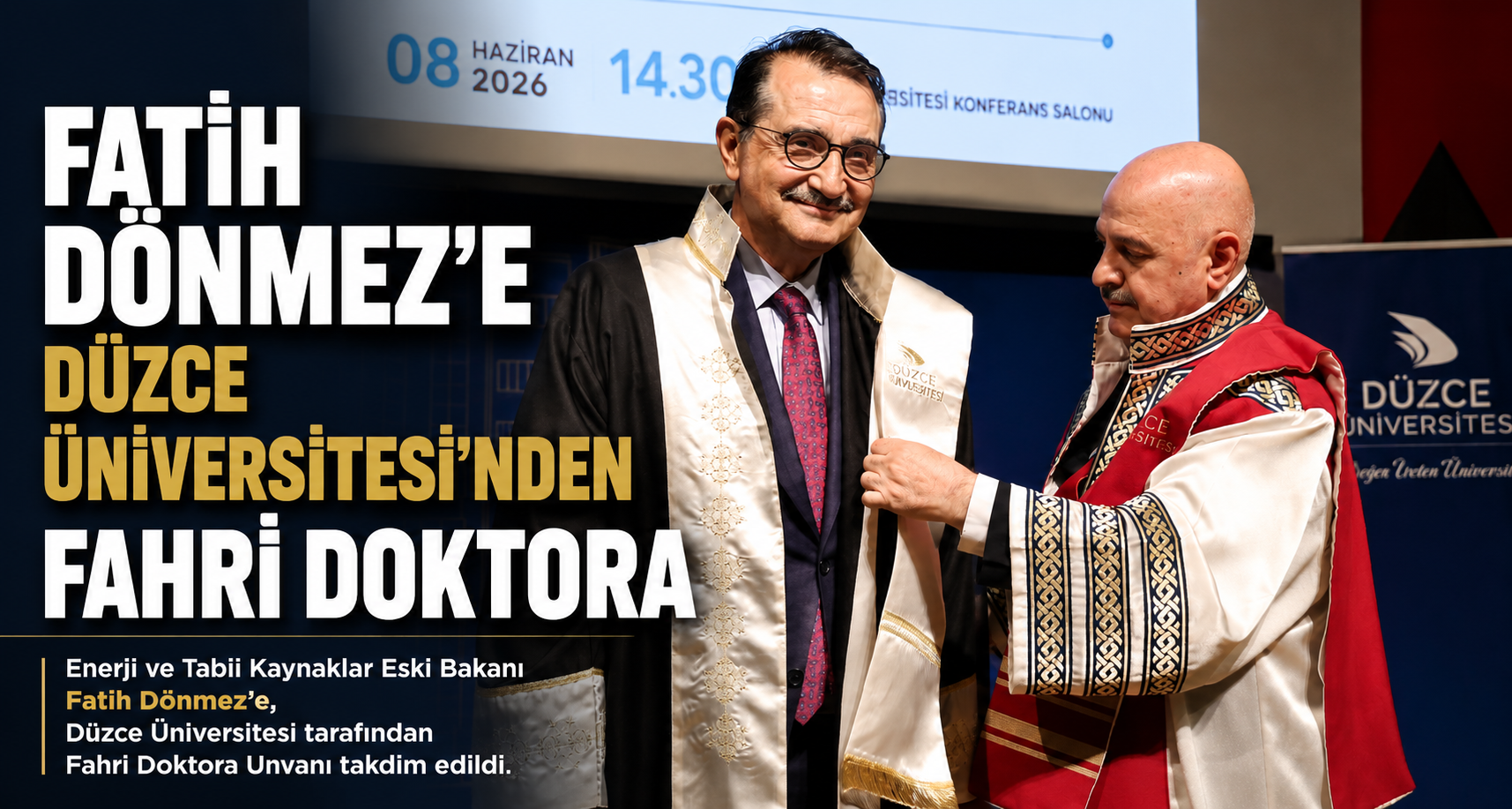 Fatih Dönmez’e Düzce Üniversitesi’nden Fahri Doktora