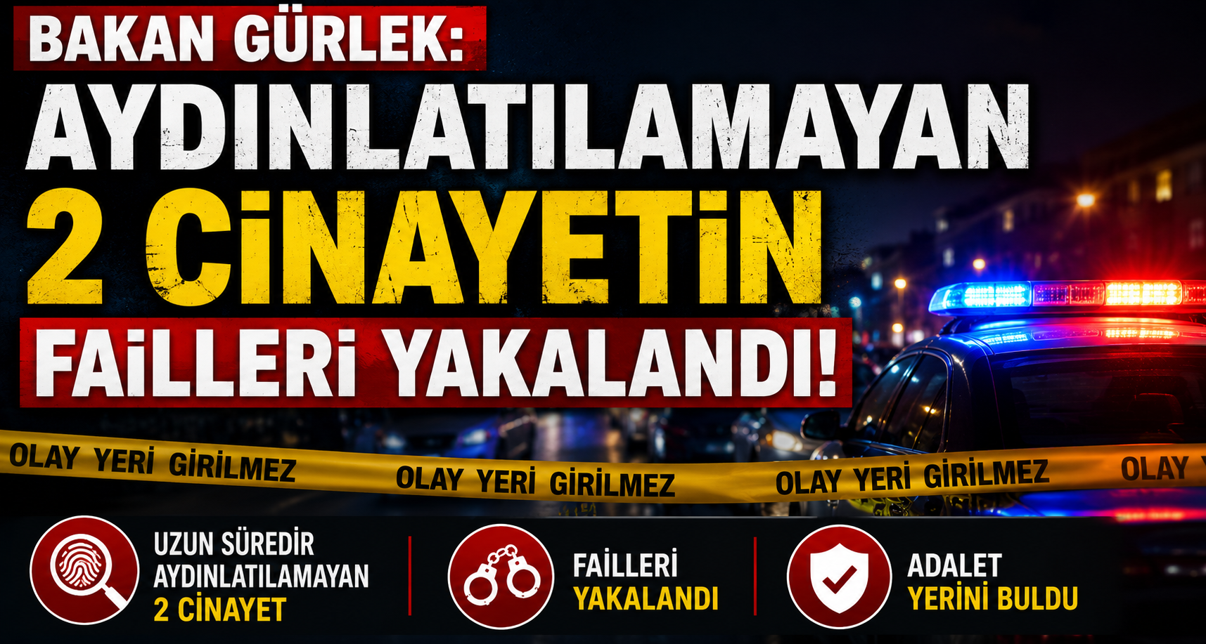 Bakan Gürlek: Aydınlatılamayan 2 cinayetin failleri yakalandı