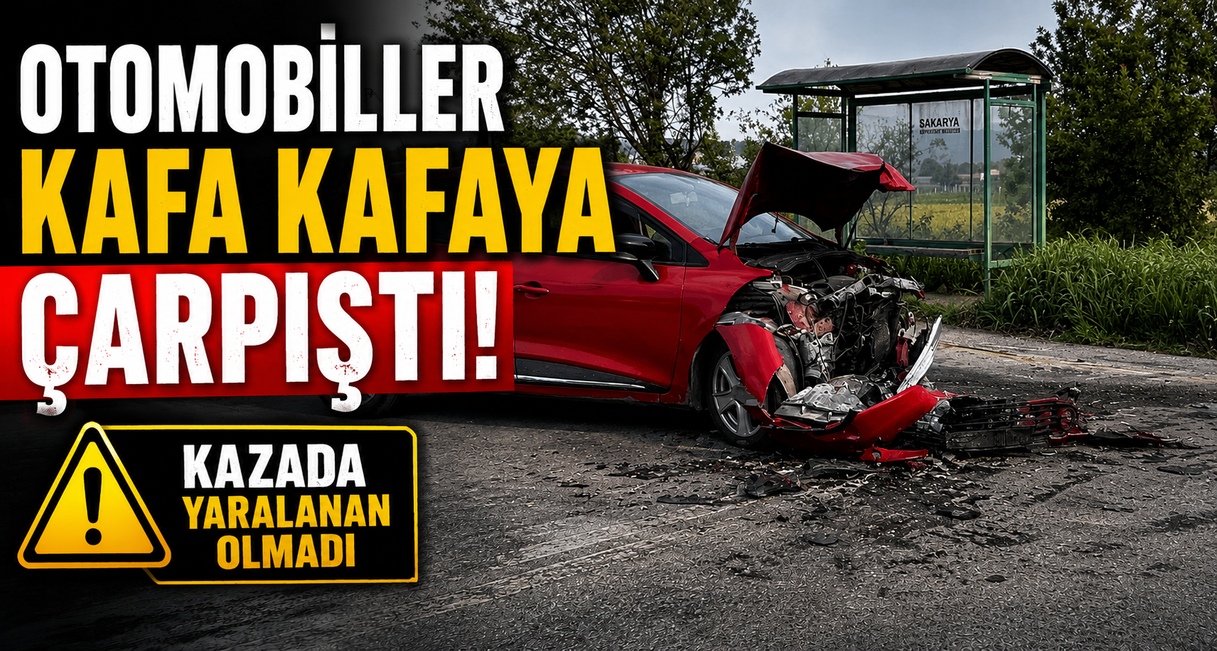 Otomobiller kafa kafaya çarpıştı: Kazada yaralanan olmadı
