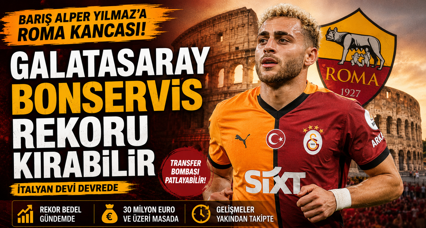 Barış Alper Yılmaz'a Roma Kancası! Galatasaray Bonservis Rekoru Kırabilir