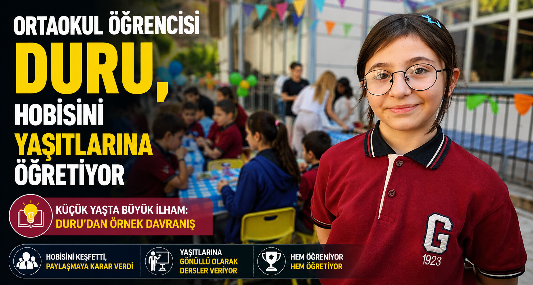 Ortaokul öğrencisi Duru, hobisini yaşıtlarına öğretiyor