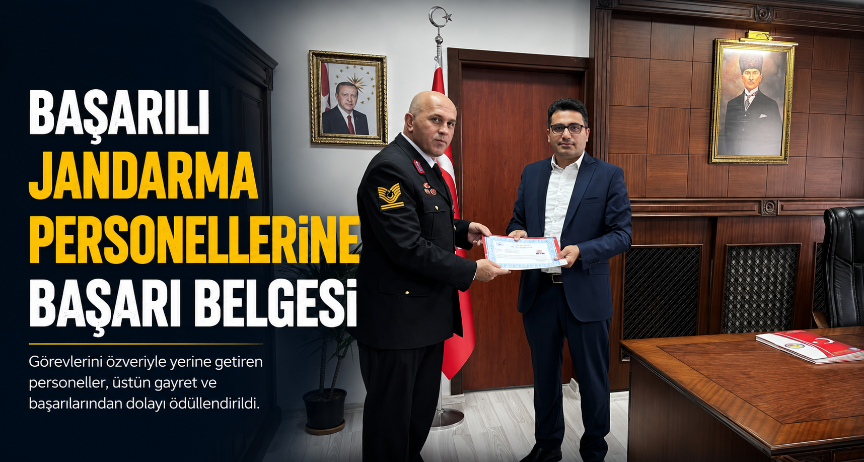 Başarılı jandarma personellerine başarı belgesi