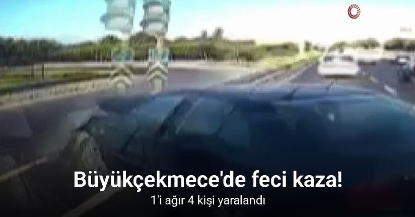  Büyükçekmece’de 2 aracın karıştığı kazada 1’i ağır 4 kişi yaralandı