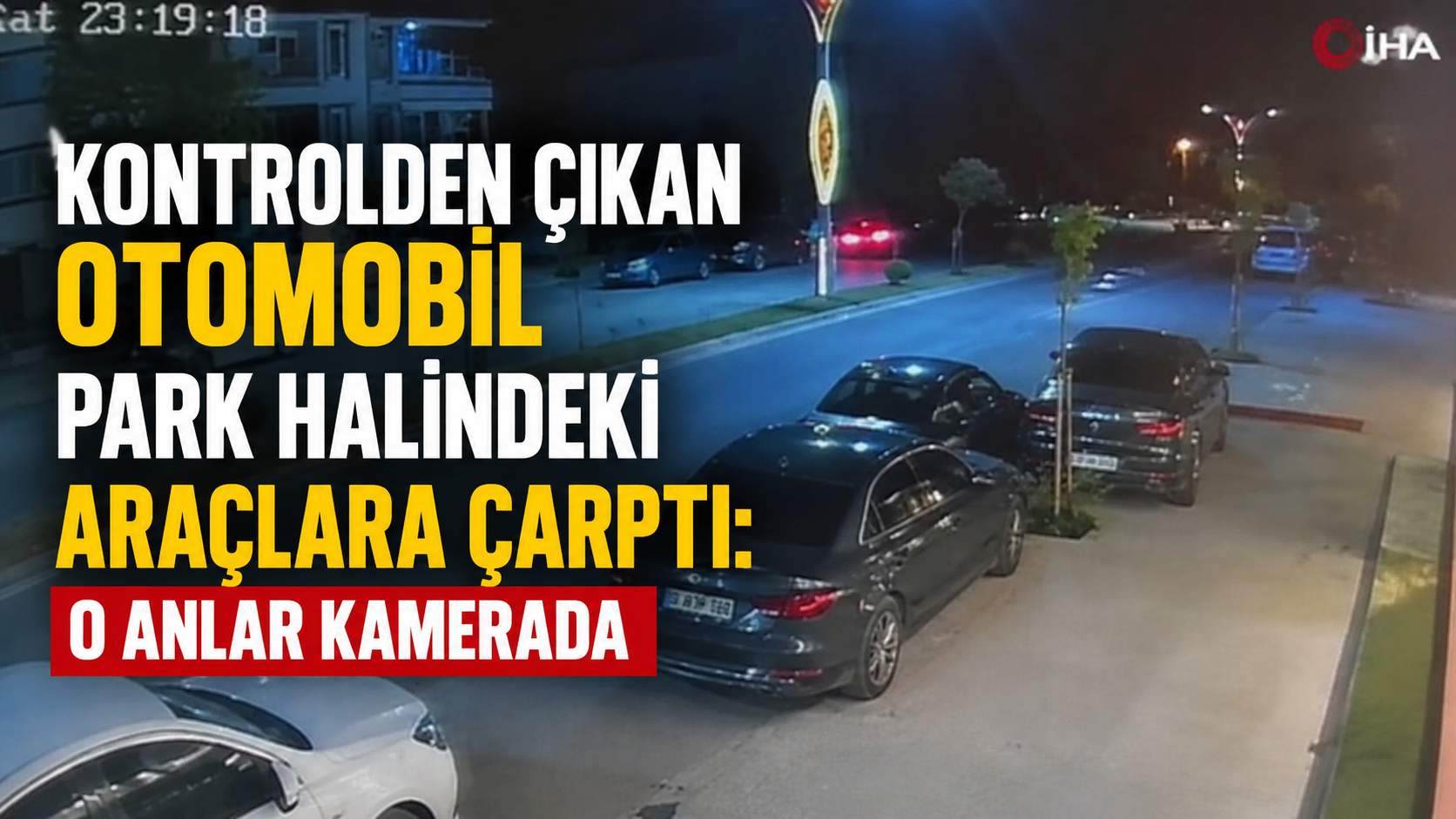 Kontrolden çıkan otomobil park halindeki araçlara çarptı: O anlar kamerada
