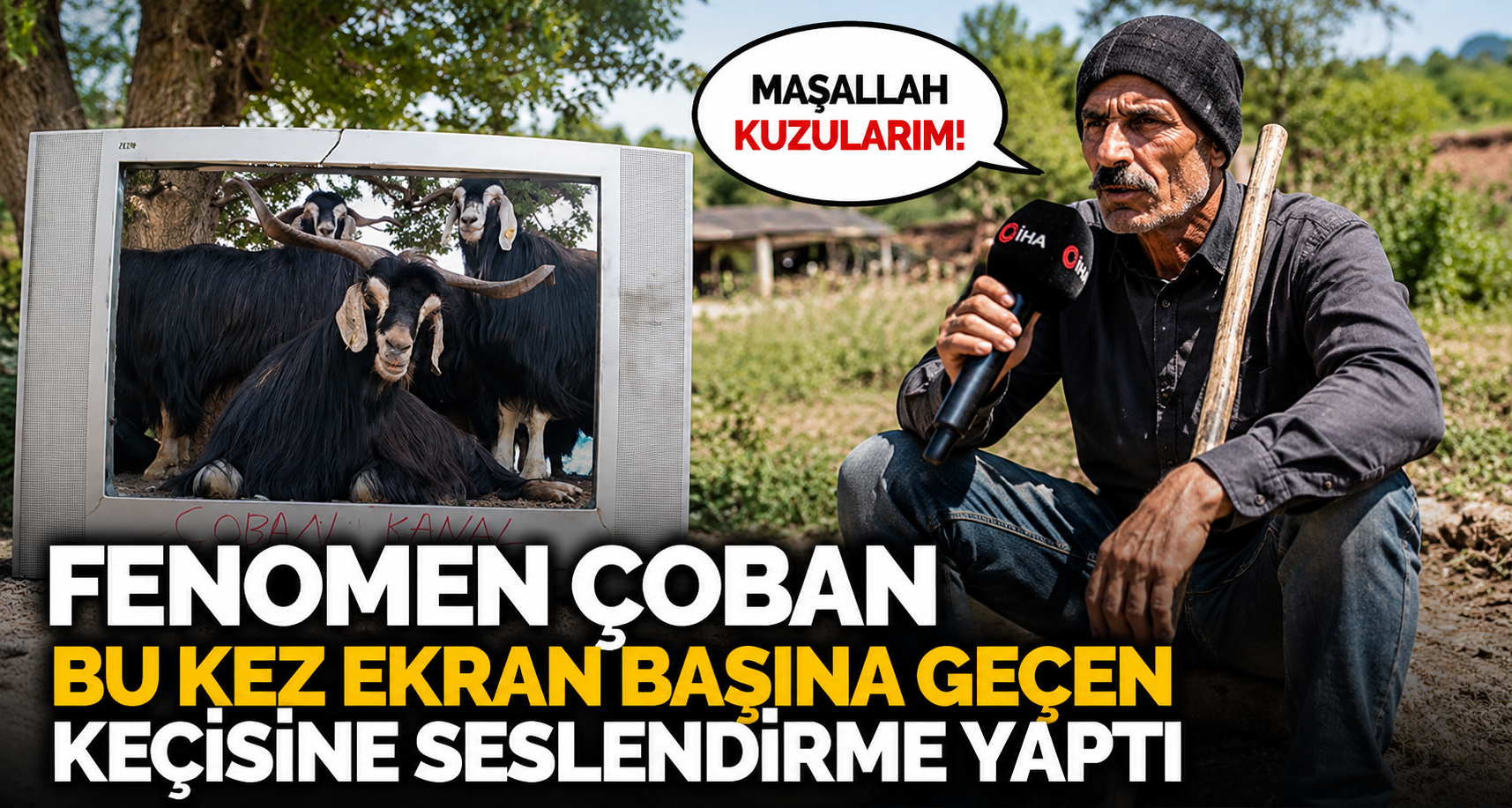 Fenomen çoban bu kez ekran başına geçen keçisine seslendirme yaptı