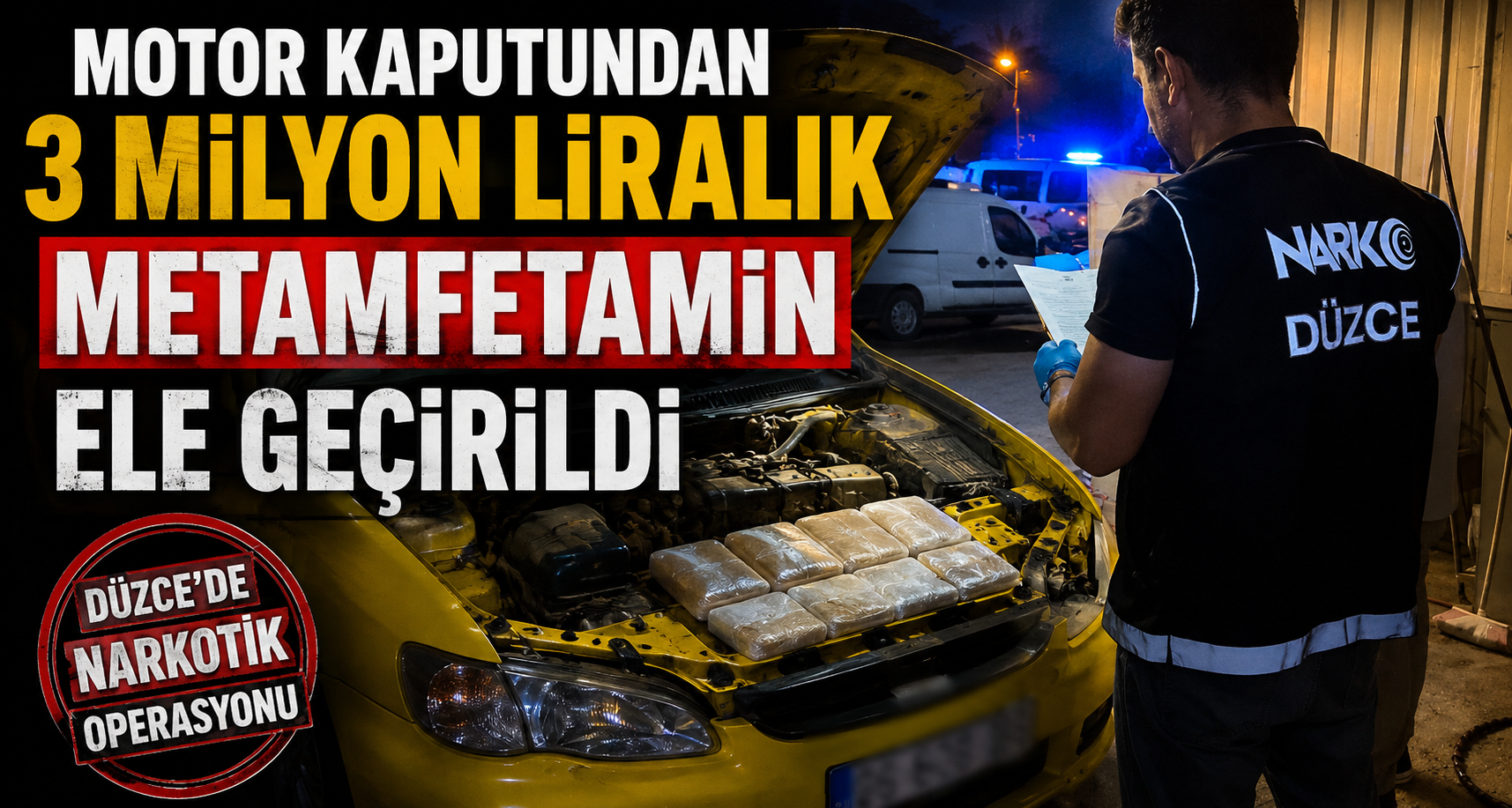 Motor kaputundan 3 milyon liralık metamfetamin ele geçirildi