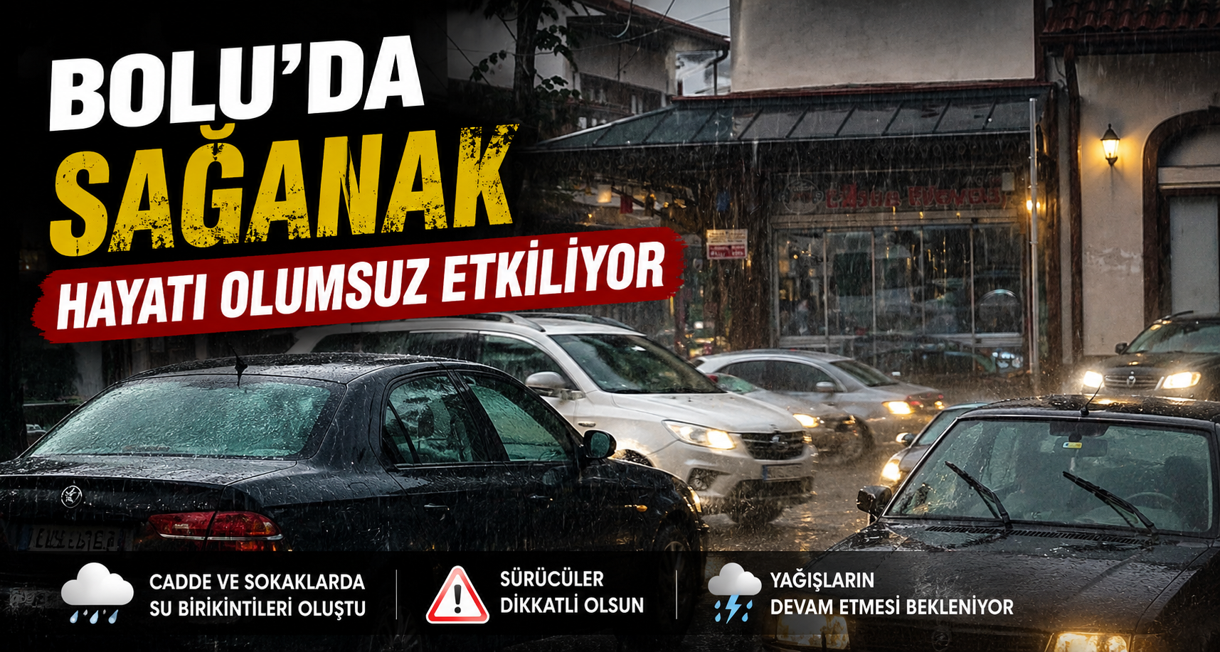 Bolu’da sağanak hayatı olumsuz etkiliyor