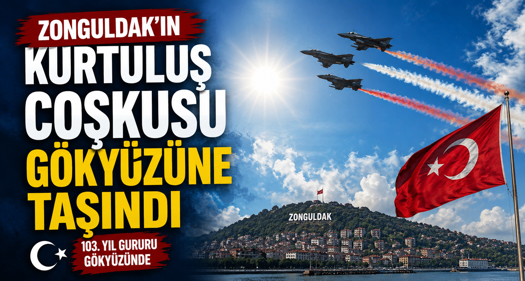 Zonguldak’ın kurtuluş coşkusu gökyüzüne taşındı