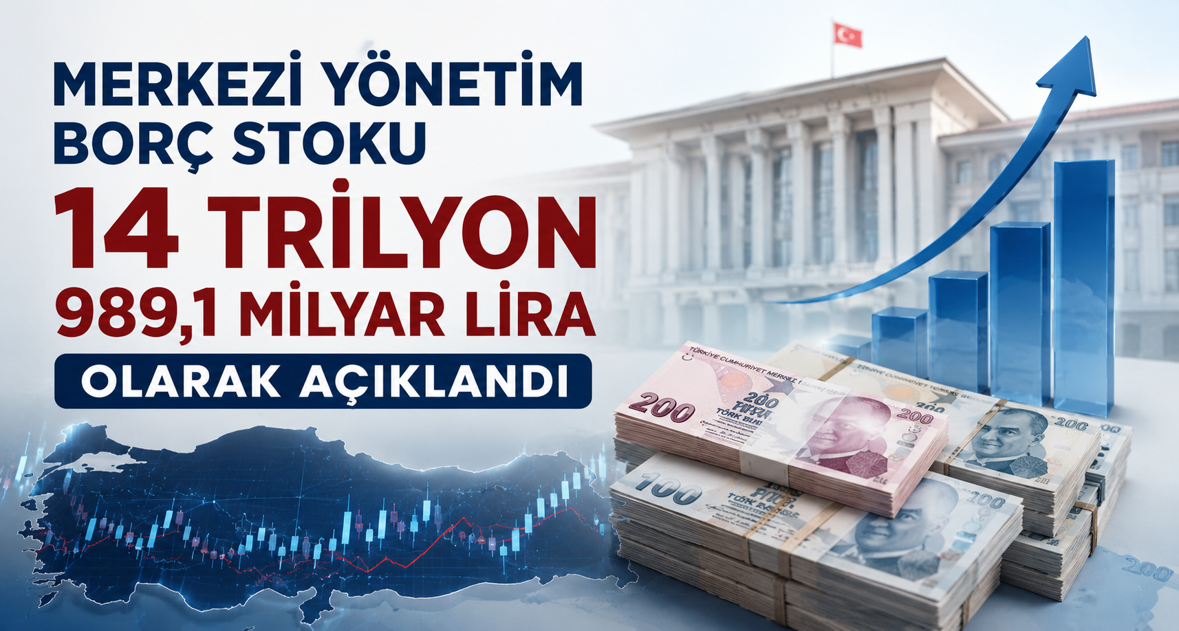 Merkezi yönetim borç stoku 14 trilyon 989,1 milyar lira olarak açıklandı