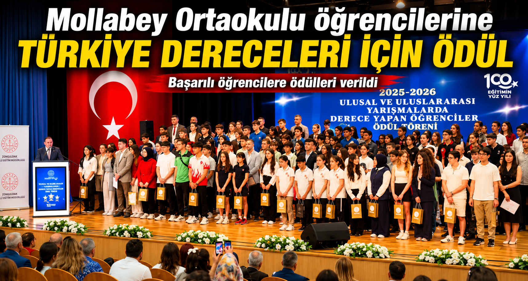 Mollabey Ortaokulu öğrencilerine Türkiye dereceleri için ödül