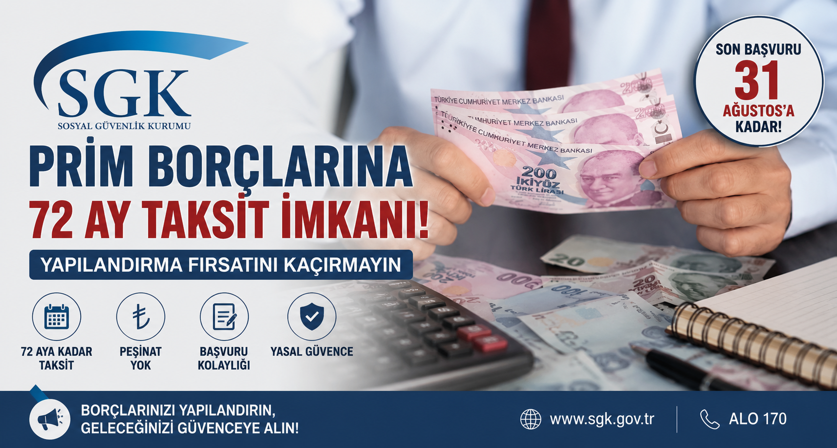 SGK Prim Borçlarına 72 Ay Taksit İmkanı: Başvurular 31 Ağustos’a Kadar
